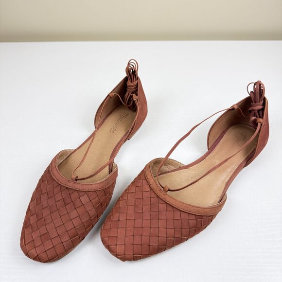 EUC Madewell Celina Woven Nubuck Lace Up Flats - Picture 2 of 10